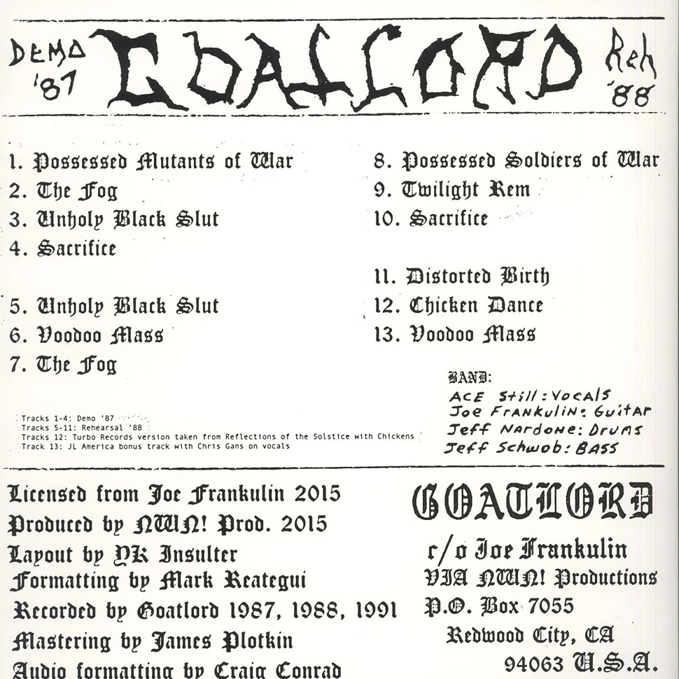 Goatlord - Demo '87 / Reh '88