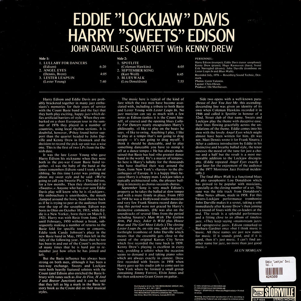Eddie "Lockjaw" Davis, Harry Edison, John Darvilles Quartet With Kenny Drew - Vol. 1