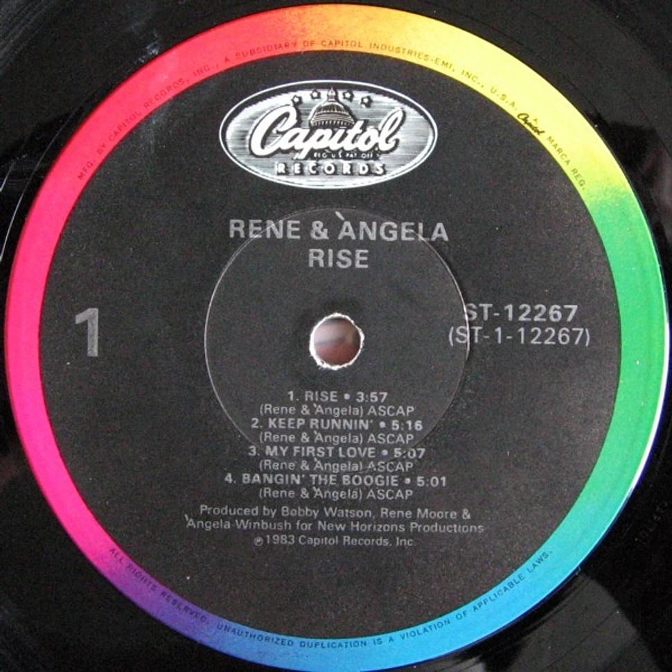 René & Angela - Rise - Vinyl LP - 1983 - US - Original | HHV