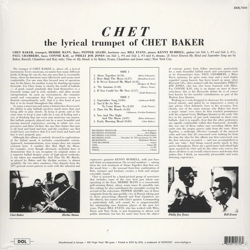 Chet Baker - Chet 180g Vinyl Edition