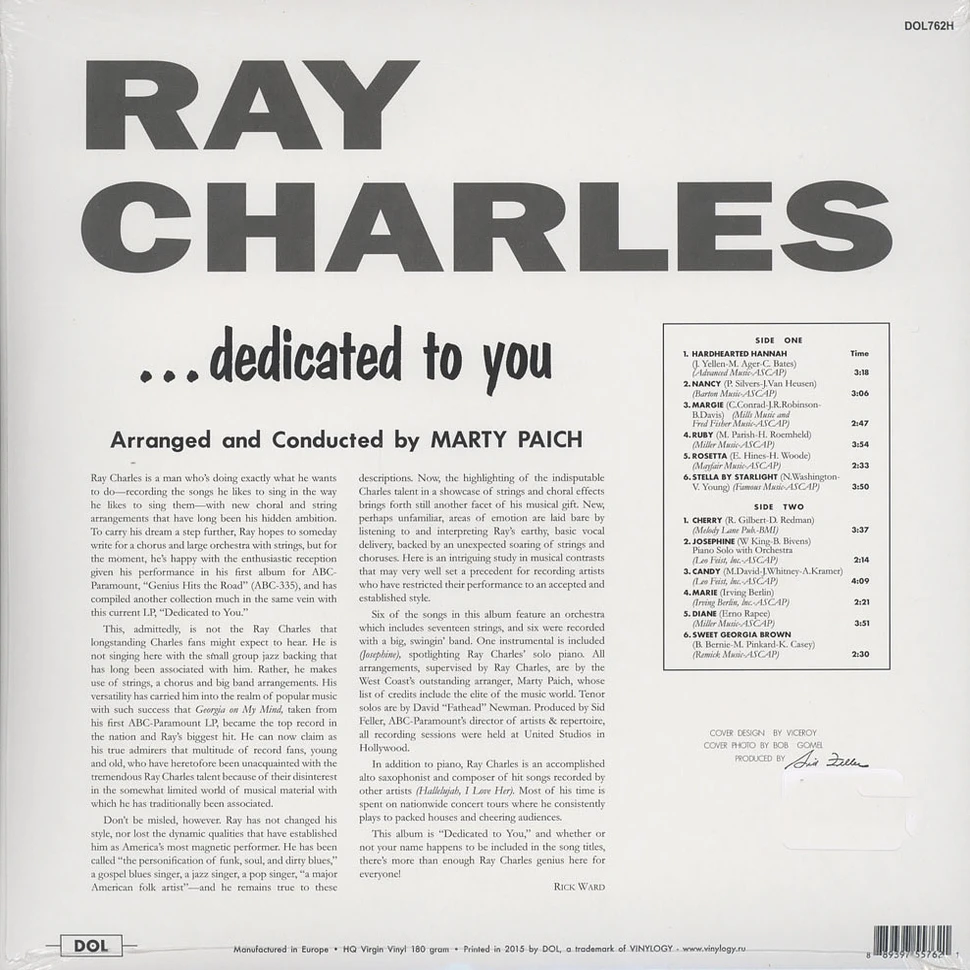 Ray Charles - Dedicated To You 180g Vinyl Edition