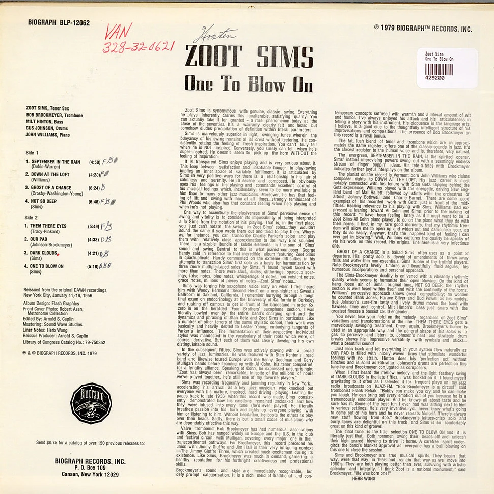 Zoot Sims - One To Blow On