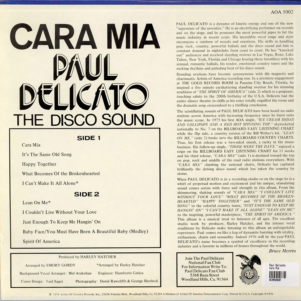 Paul Delicato - Cara Mia
