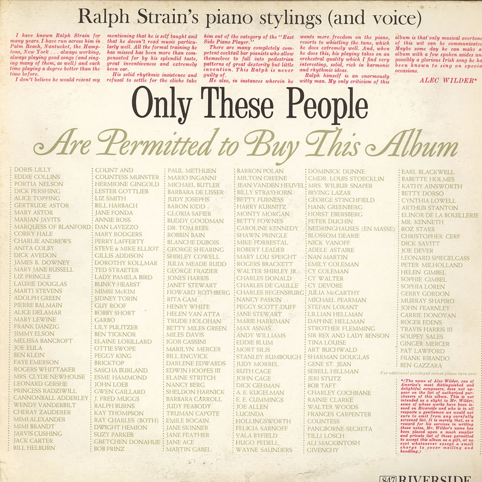 Ralph Strain - Only These People Are Permitted To Buy This Album