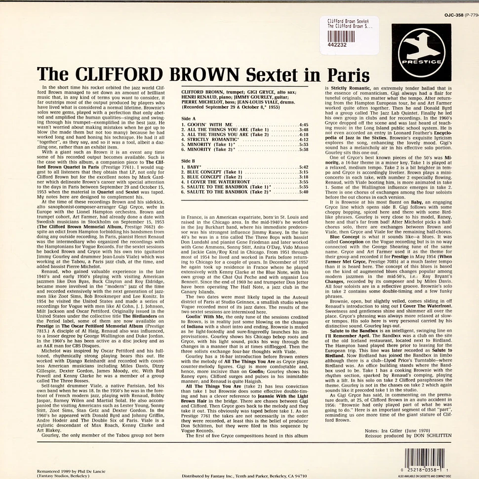 Clifford Brown Sextet - The Clifford Brown Sextet In Paris