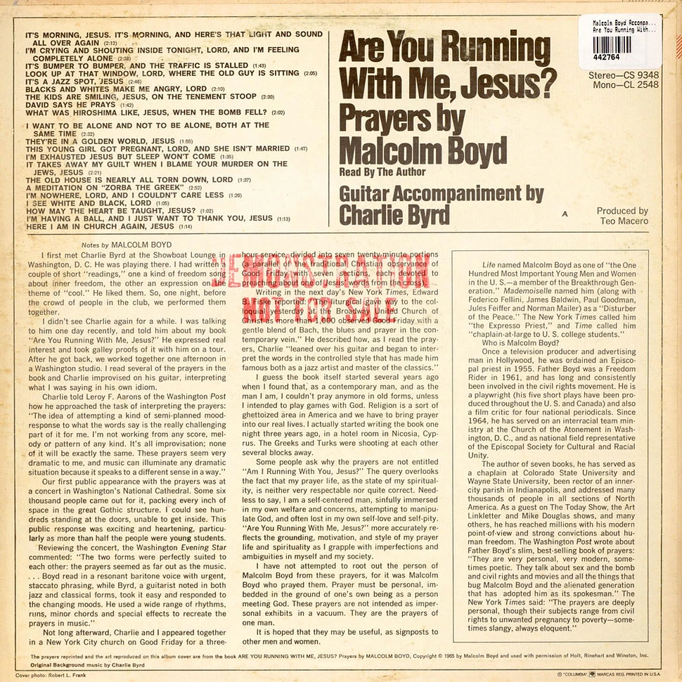 Malcolm Boyd Accompaniment By Charlie Byrd - Are You Running With Me, Jesus?