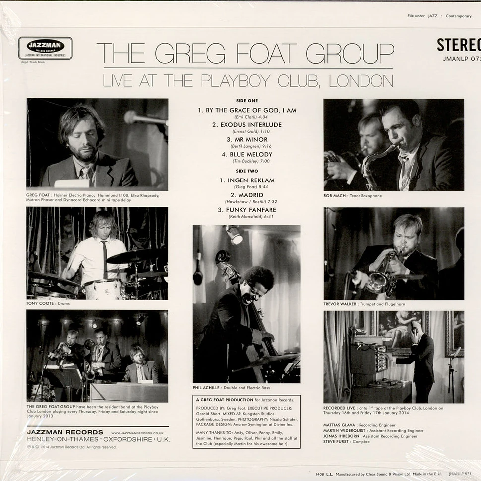 The Greg Foat Group - Live At The Playboy Club, London