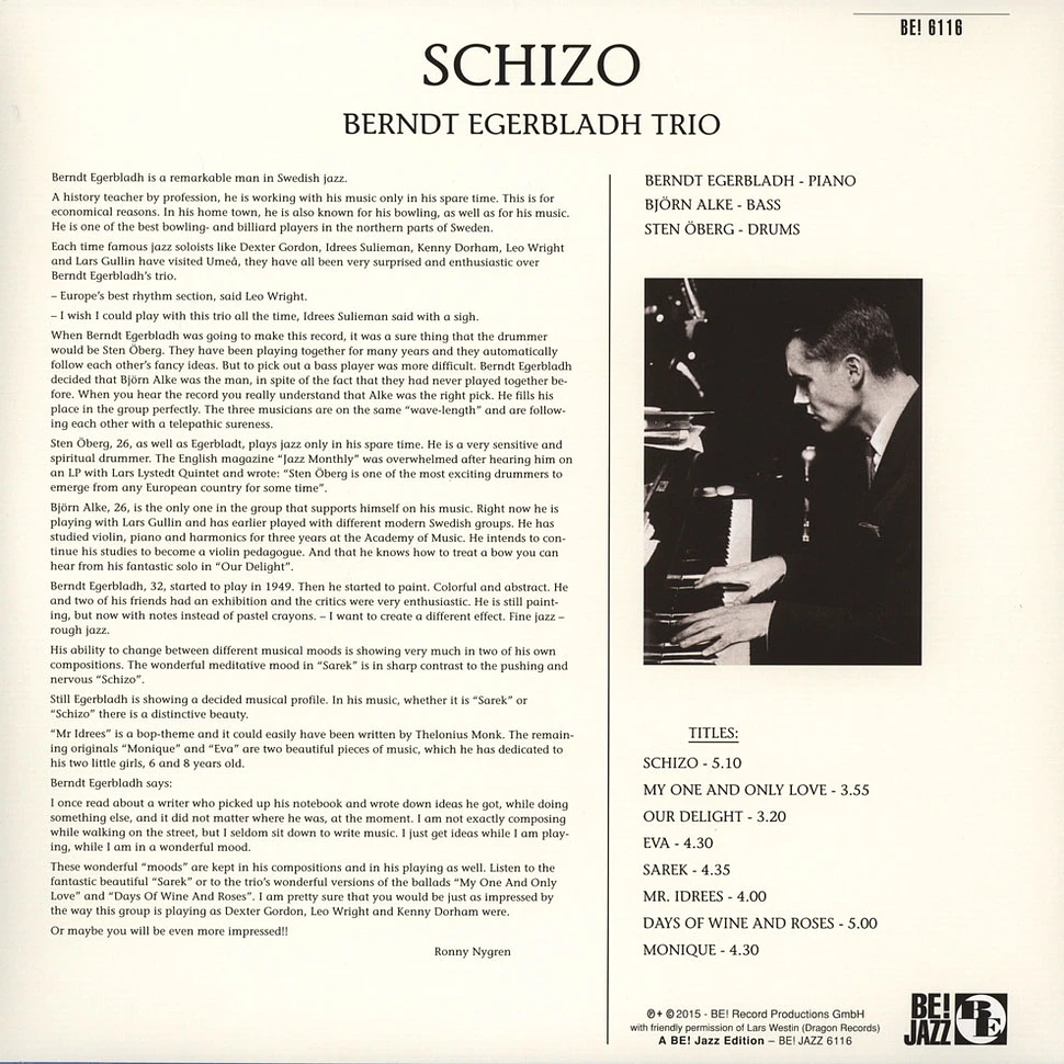 Berndt Egerbladh Trio - Schizo