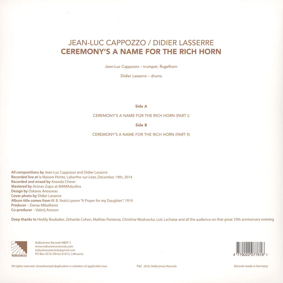 Jean-Luc Cappozzo & Didier Lasserre - Ceremony's A Name For The Rich Horn