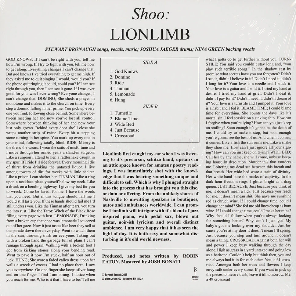 Lionlimb - Shoo Black Vinyl Edition