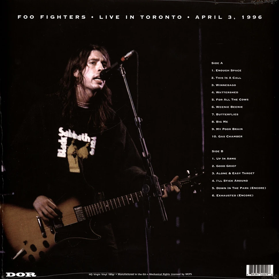 Foo Fighters - Live In Toronto - April 3, 1996 180g Vinyl Edition
