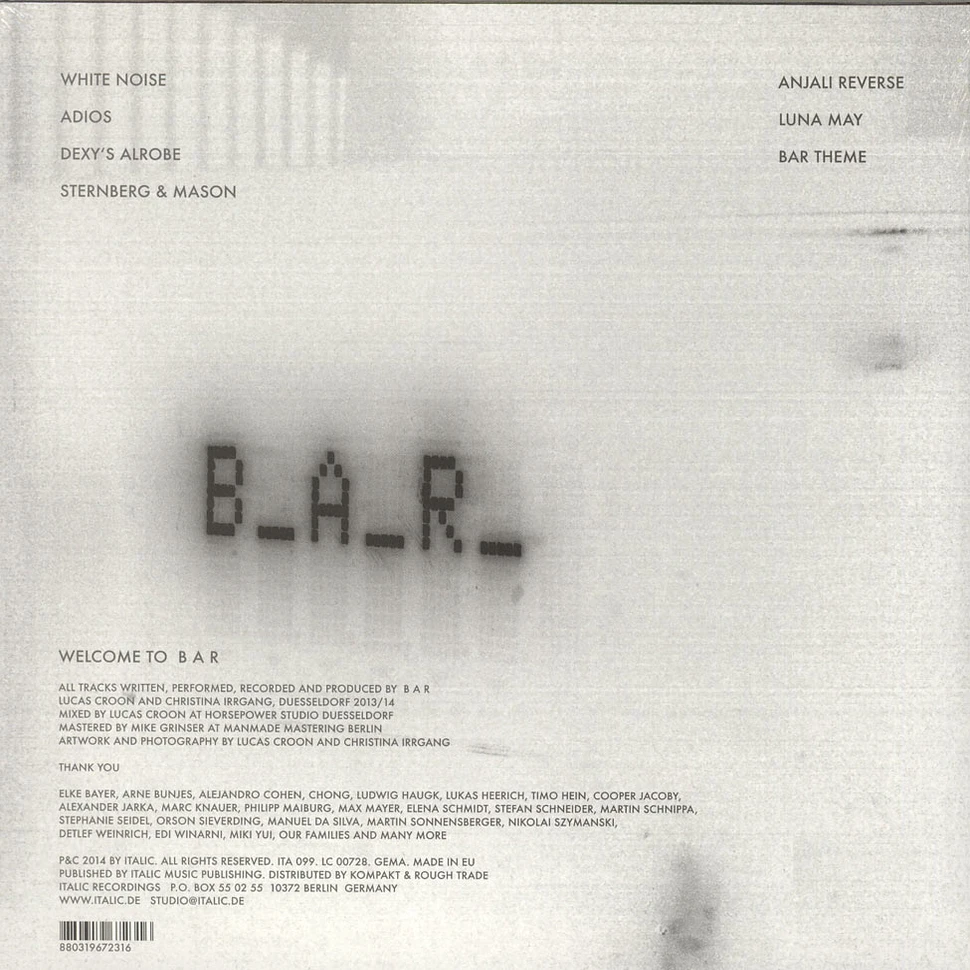 Bar - Welcome to BAR Transparent Vinyl Edition