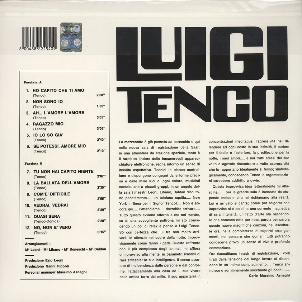 Luigi Tenco - Luigi Tenco Black Vinyl Edition