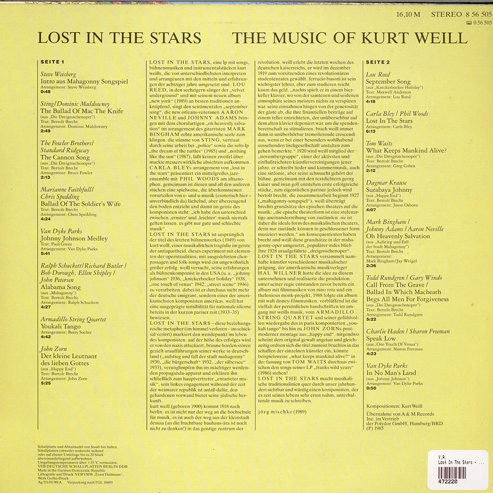 V.A. - Lost In The Stars - The Music Of Kurt Weill