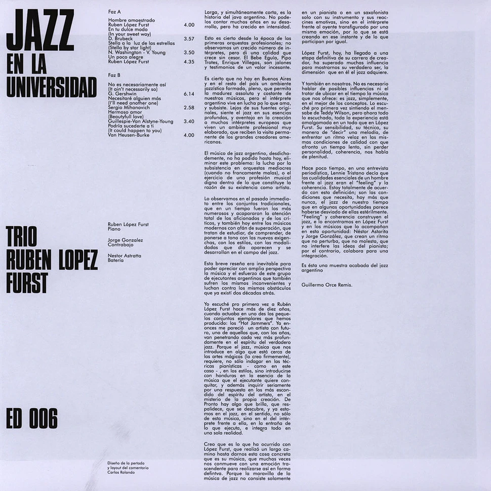 Baby Lopez Furst Trio - Jazz En La Universidad