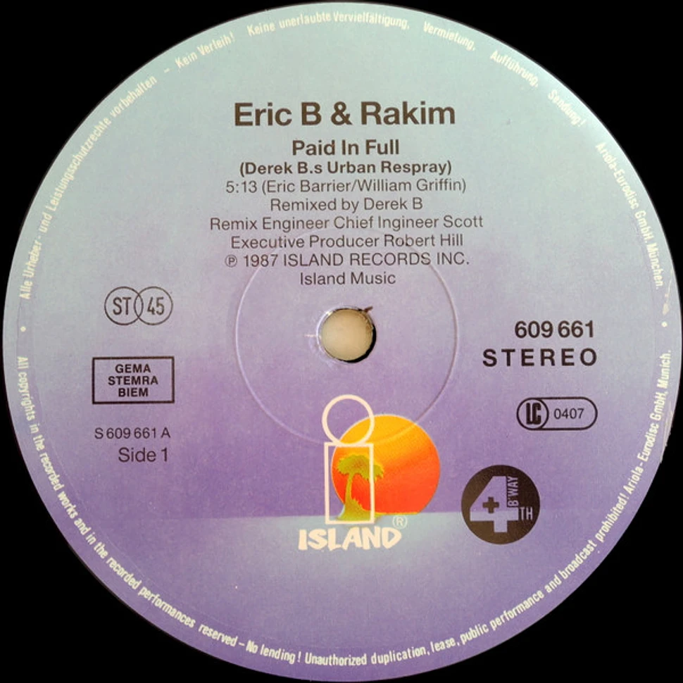 Eric B. & Rakim - Paid In Full (Derek B.'s Urban Respray)