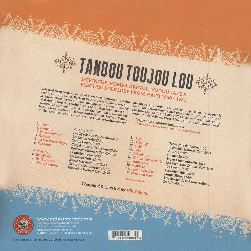 V.A. - Tanbou Toujou Lou: Meringue, Kompa Kreyo, Vodou Jazz, And Electric Folklore From Haiti 1960-1981