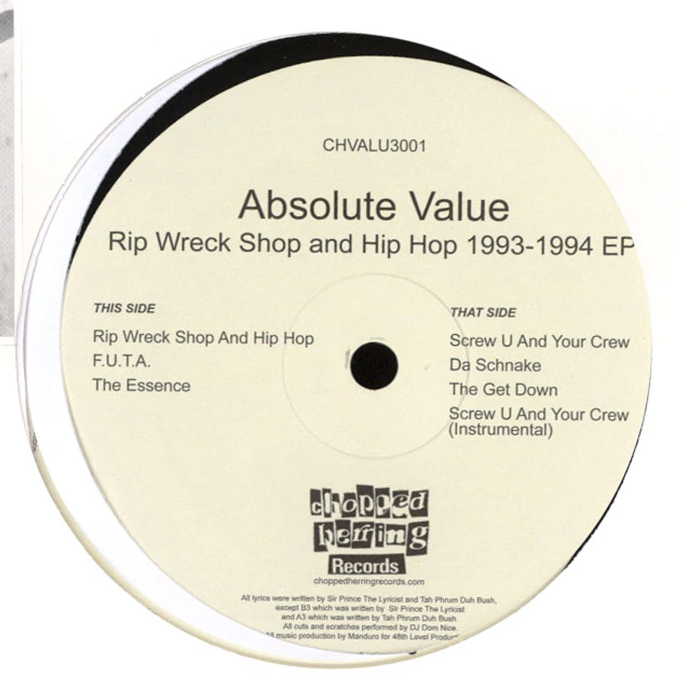 Absolute Value - Rip Wreck Shop And Hip Hop 1993-1994 EP