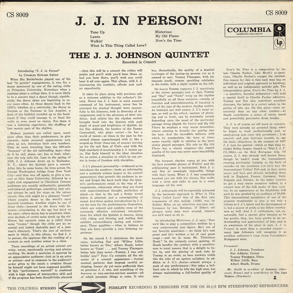 The J.J. Johnson Quintet - J. J. In Person!