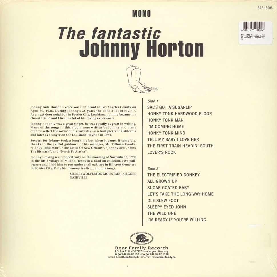 Johnny Horton - The Fantastic Johnny Horton