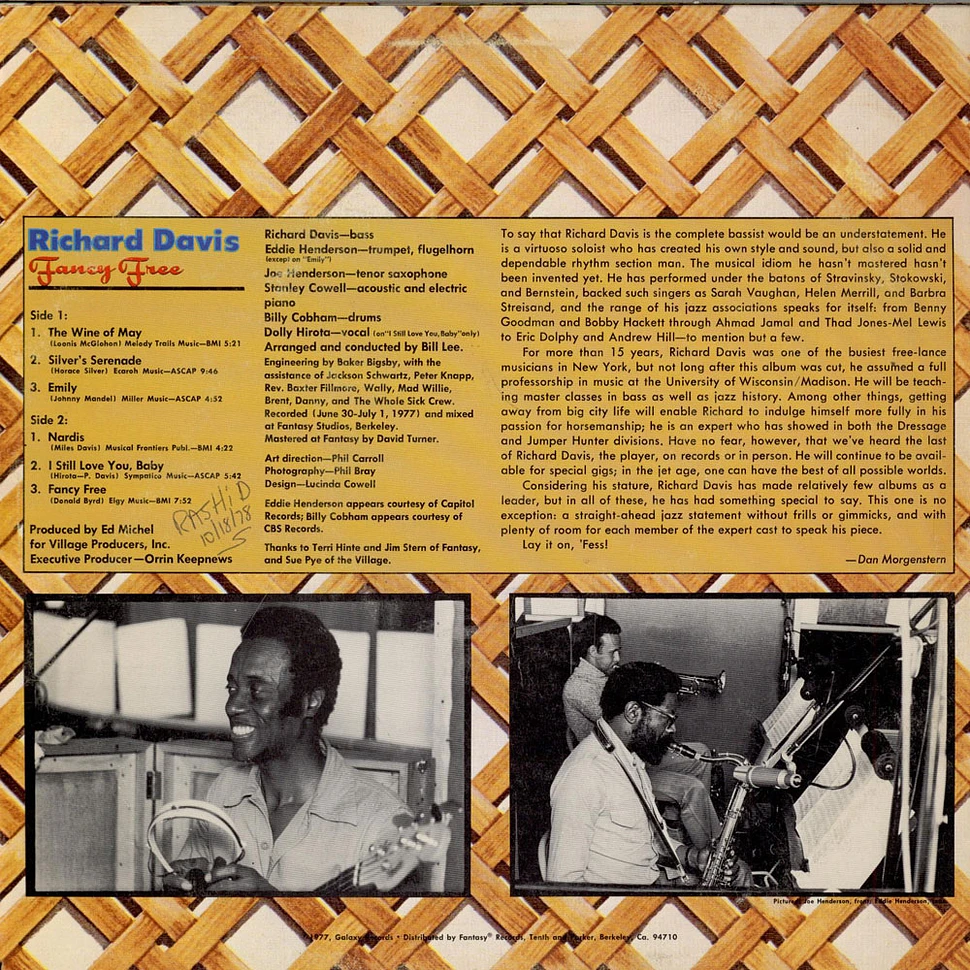 Richard Davis - Fancy Free - Vinyl LP - 1977 - US - Original | HHV