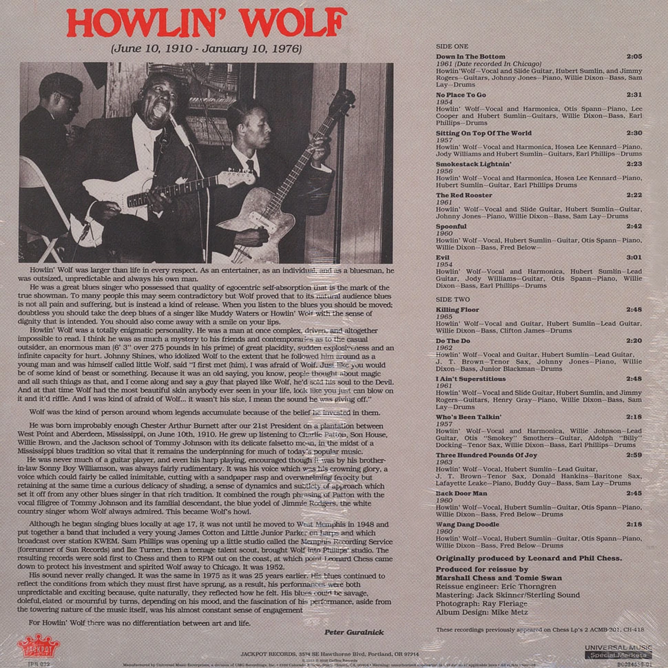 Howlin' Wolf - His Greatest Sides Volume 1 Colored Vinyl Edition