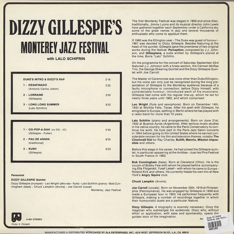Dizzy Gillespie - Monterey Jazz Festival With Lalo Schifrin