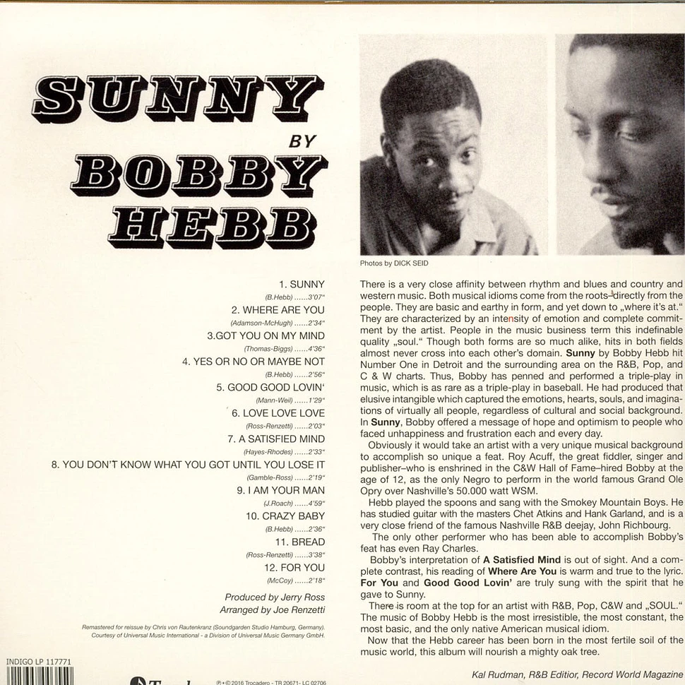 Bobby Hebb - Sunny By Bobby Hebb