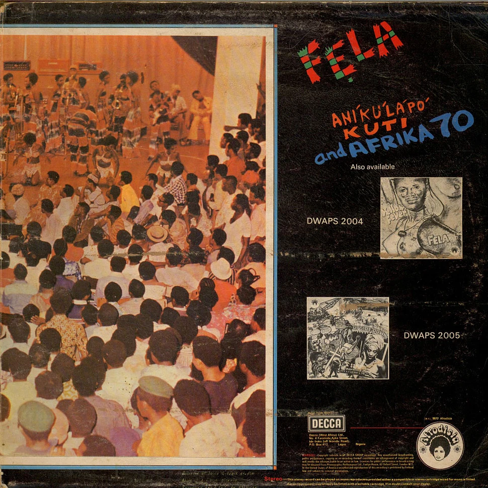 Fela Kuti And Africa 70 - J.J.D (Johnny Just Drop!!) - Live!! At Kalakuta Republik