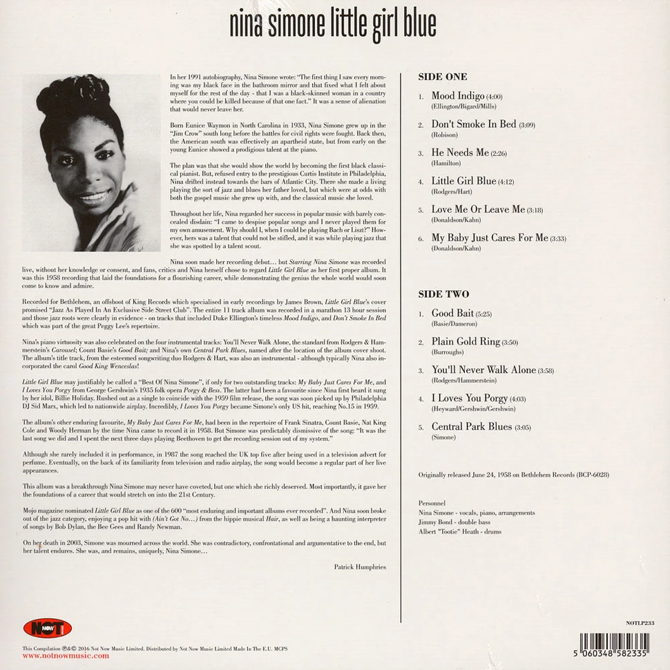 Nina Simone - Little Girl Blue Blue Vinyl Version