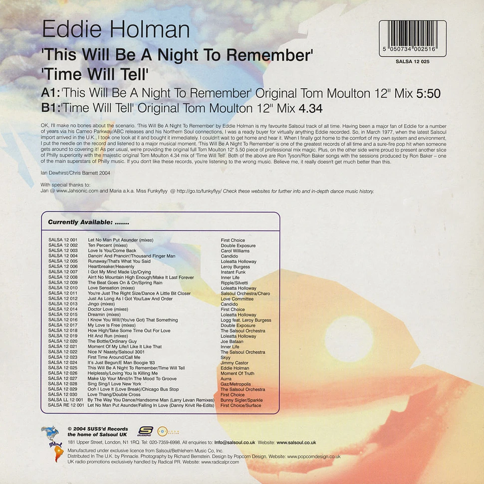 Eddie Holman - This Will Be A Night To Remember / Time Will Tell