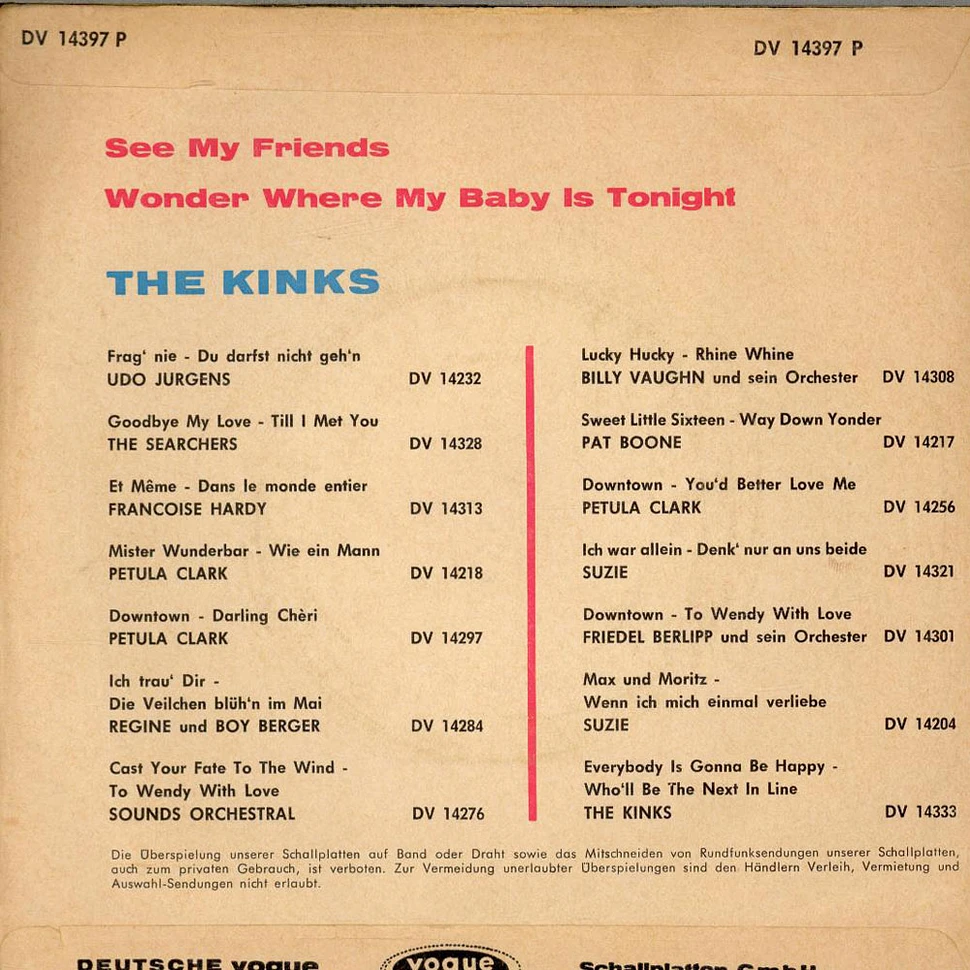 The Kinks - See My Friends / Wonder Where My Baby Is Tonight