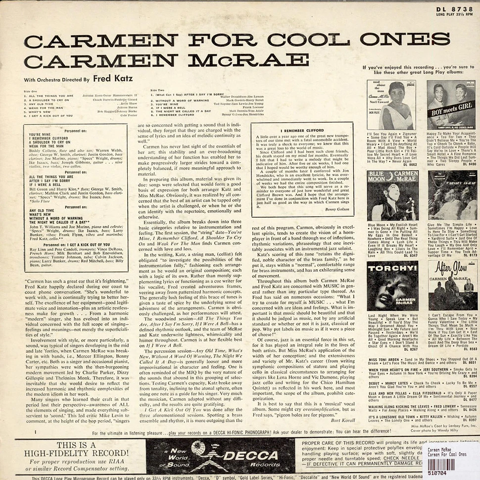 Carmen McRae - Carmen For Cool Ones