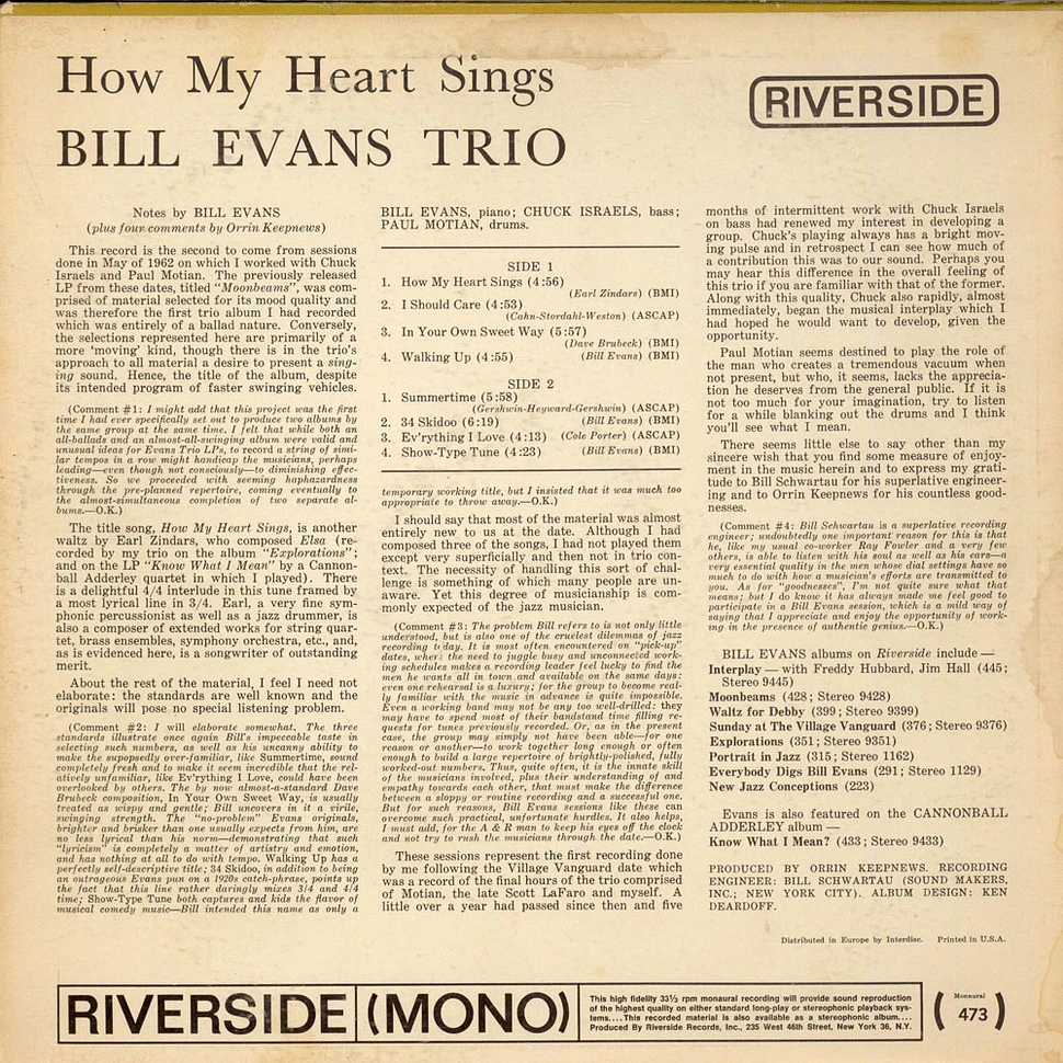 The Bill Evans Trio - How My Heart Sings