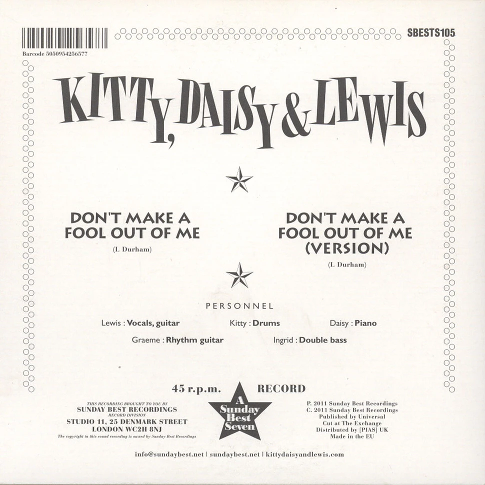 Kitty, Daisy & Lewis - Don't Make A Fool Out Of Me