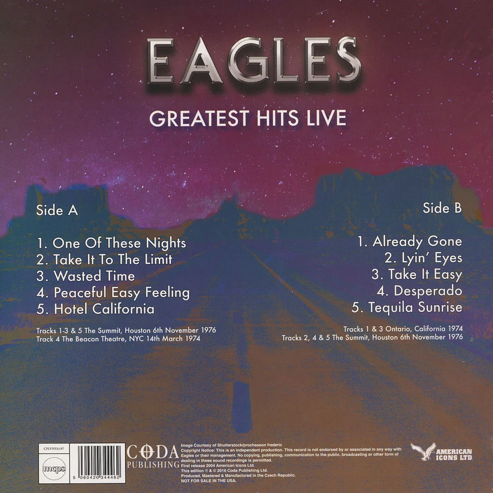 Eagles - Dark Desert Highways Black Vinyl Edition