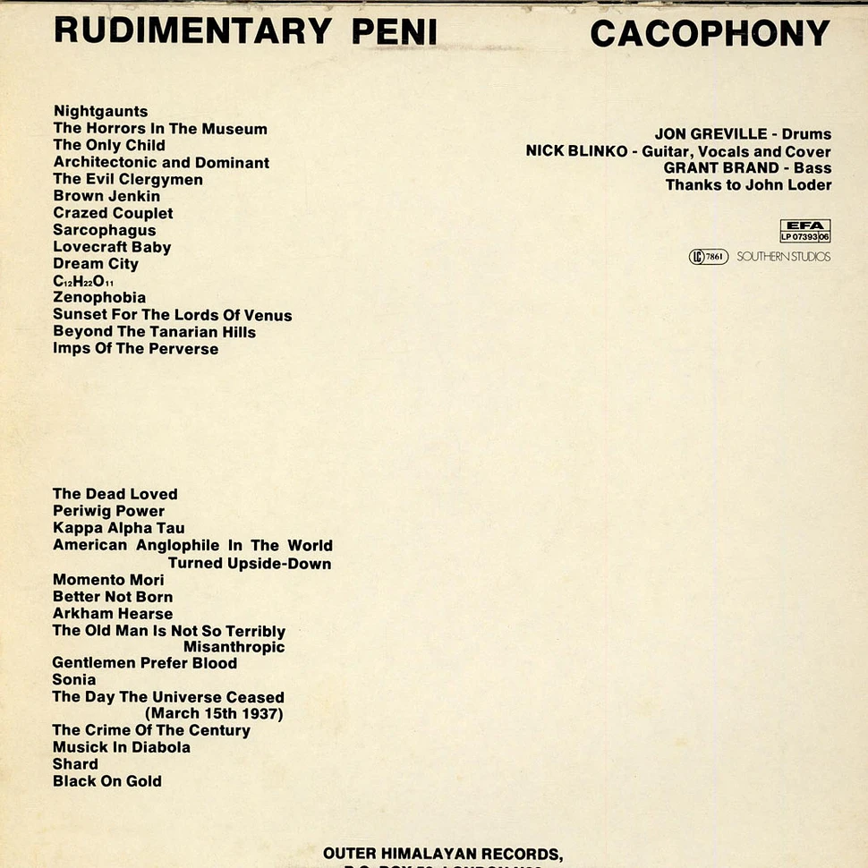 Rudimentary Peni - Cacophony