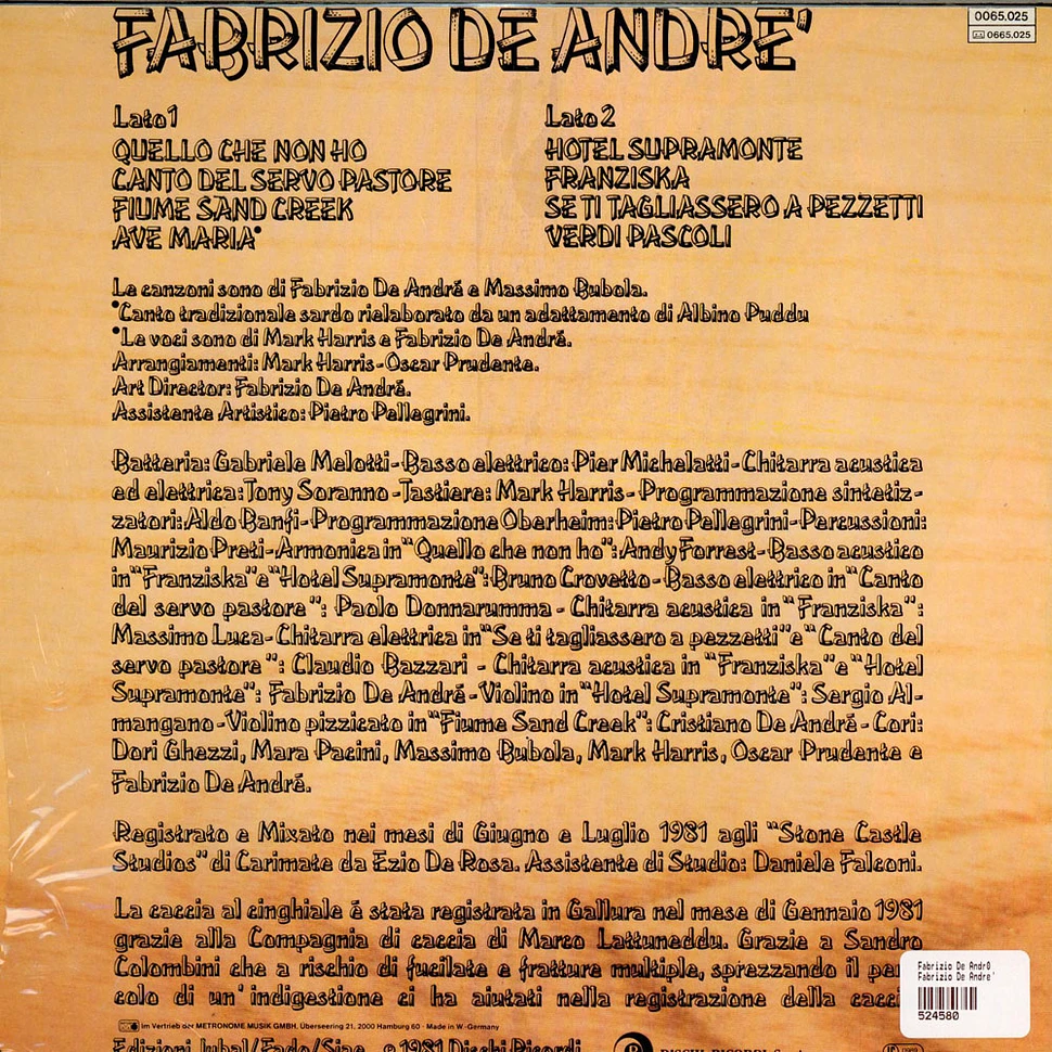 Fabrizio De André - Fabrizio De Andre'