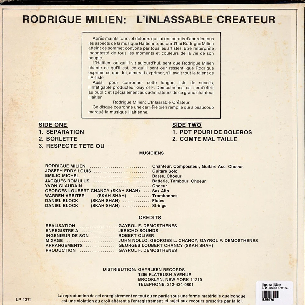 Rodrigue Milien - L'inlassable Createur - Seperation