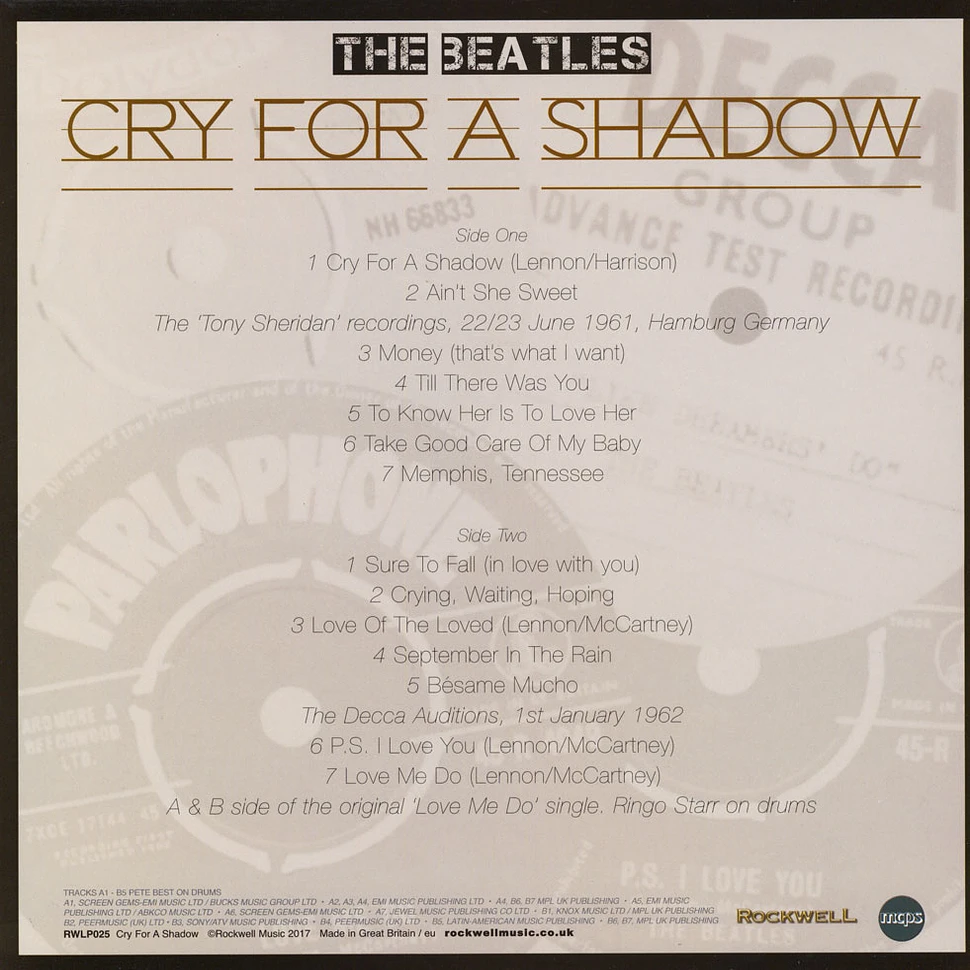 The Beatles - Cry For A Shadow Colored Vinyl Edition