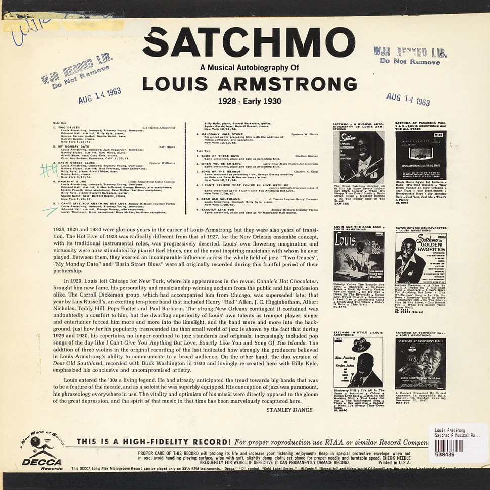 Louis Armstrong - Satchmo A Musical Autobiography Of Louis Armstrong 1928- Early 1930