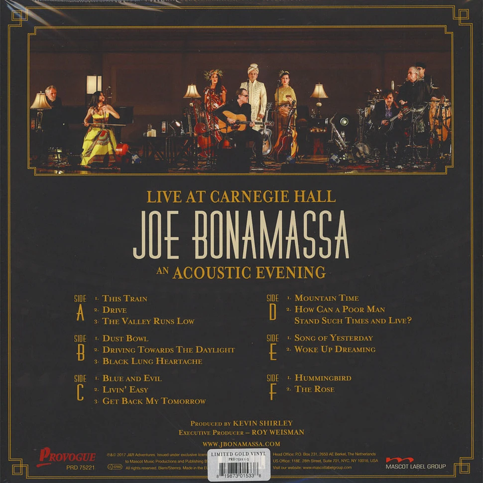 Joe Bonamassa - Live At Carnegie Hall - An Acoustic Evening Gold Vinyl Edition