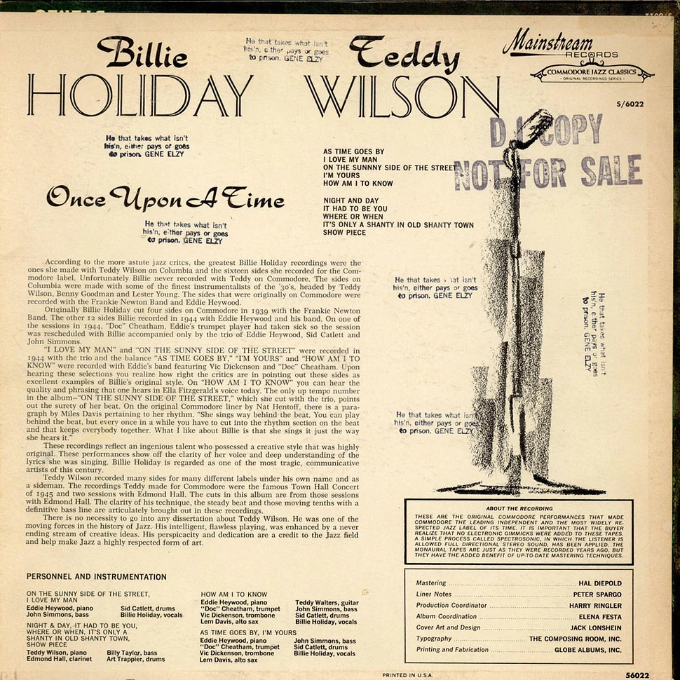 Billie Holiday, Teddy Wilson - Once Upon A Time