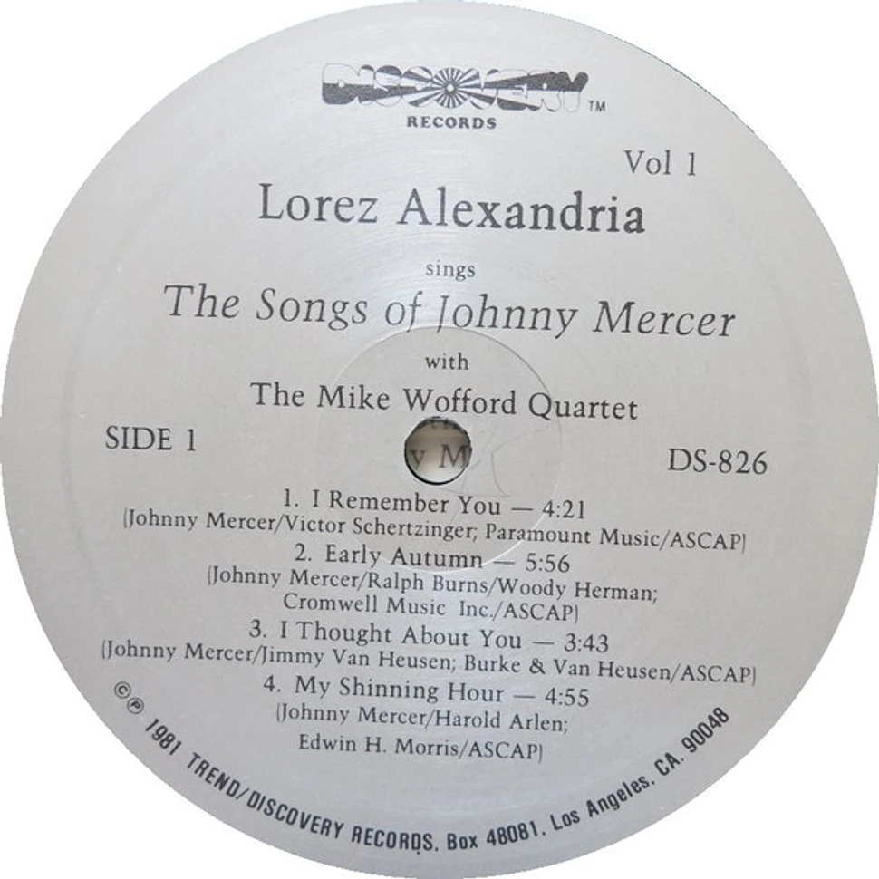 Lorez Alexandria - Sings Songs Of Johnny Mercer Vol.1