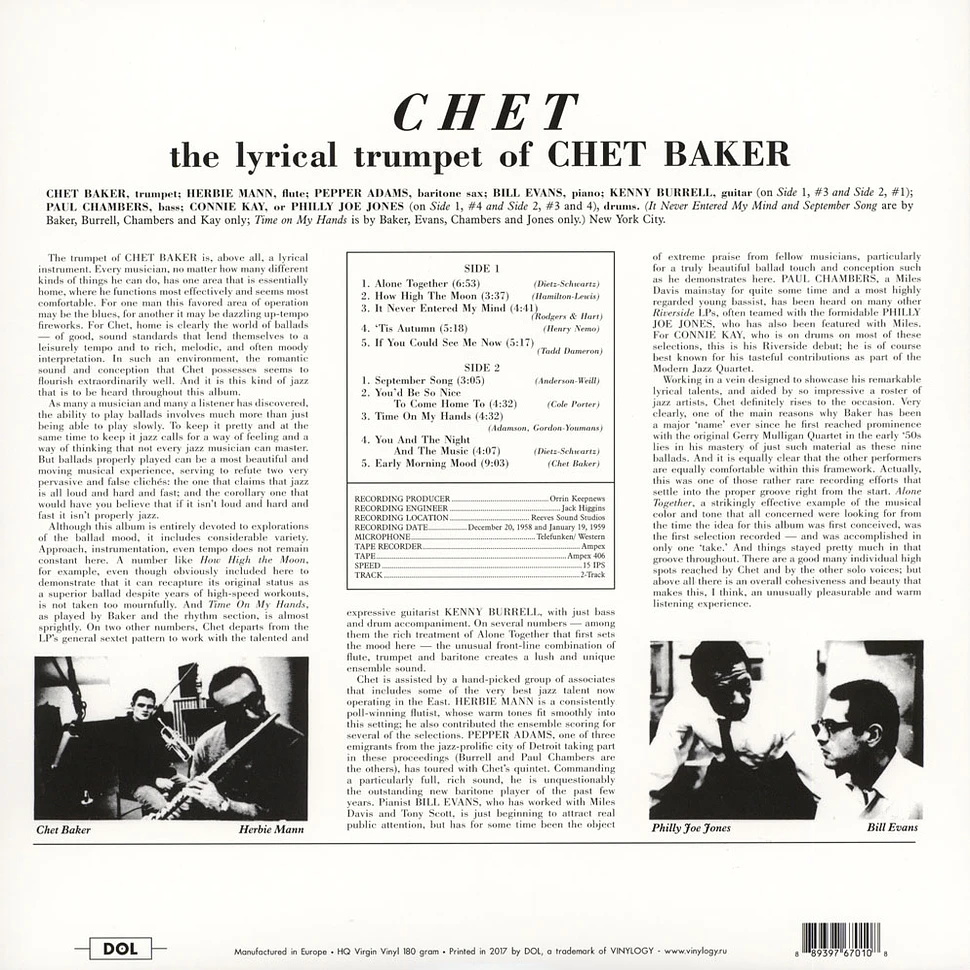 Chet Baker - Chet Picture Disc Edition