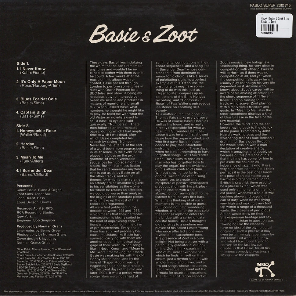 Count Basie & Zoot Sims - Basie & Zoot