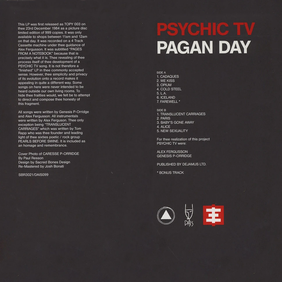 Psychic TV - Pagan Day Red Vinyl Edition