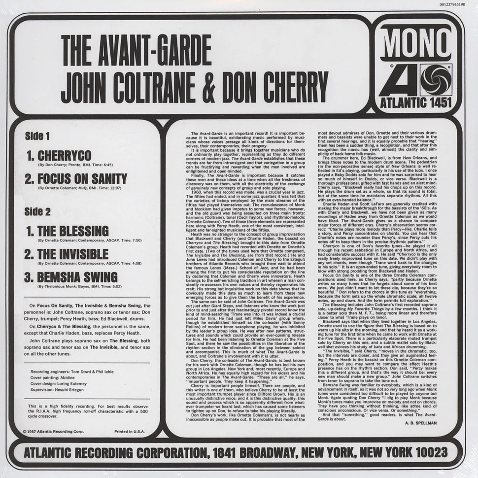 John Coltrane & Don Cherry - The Avant-Garde Mono Edition