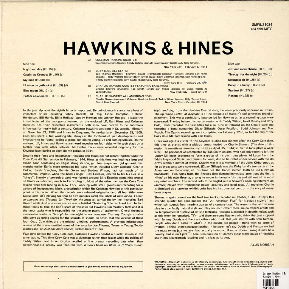 Coleman Hawkins, Earl Hines - Hawkins & Hines