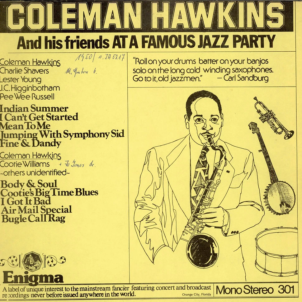 Coleman Hawkins - Coleman Hawkins And His Friends At A Famous Jazz Party